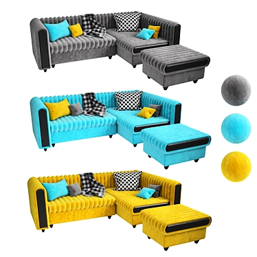 Luxury Velvet Sofa (3 Color) 3D model image 1 