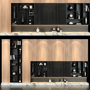 Modern TV Shelf Set 0131 3D model image 1 