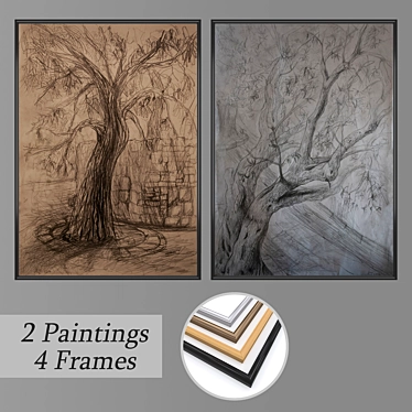 Elegant Set of Wall Paintings 3D model image 1 