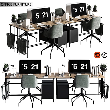 Modern Office Furniture Collection 3D model image 1 