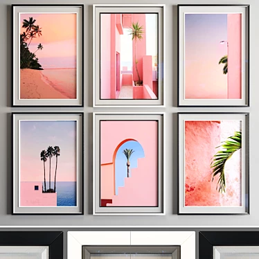 Modern Palm Art Frames, 50x70cm 3D model image 1 