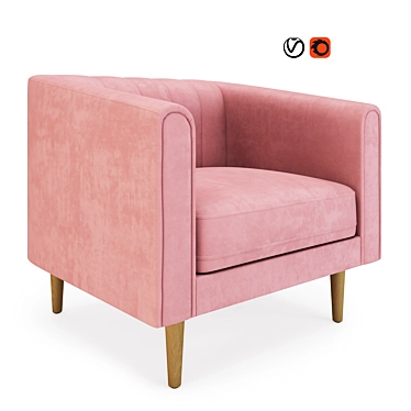 Blush Pink Channel Back Sacha Chair: Stylish and Comfortable 3D model image 1 