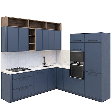 Modern Corner Kitchen Set 3D model image 1 