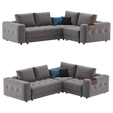 Modern Gray Corner Sofa 3D model image 1 