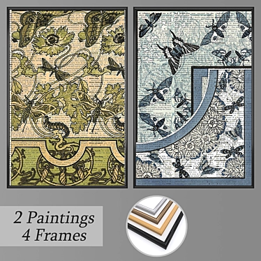 Modern Art Painting Set with 2 Frames 3D model image 1 