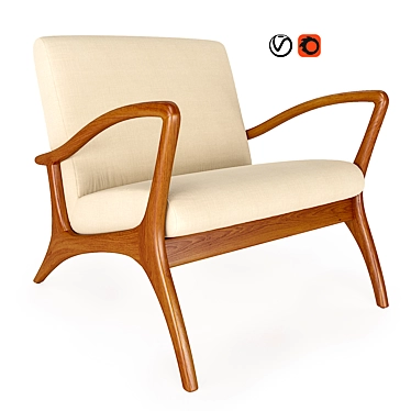 Vintage Teak Outdoor Chair 3D model image 1 