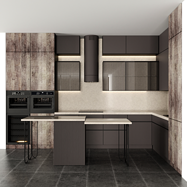 Sleek Modern Kitchen Set 3D model image 1 