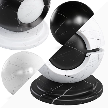 Elegant White Black Marble 4K 3D model image 1 