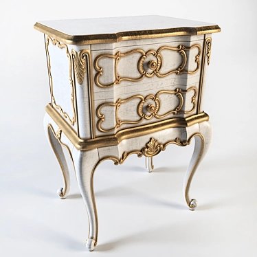 Elegant Ivory & Gold Bedside Table 3D model image 1 