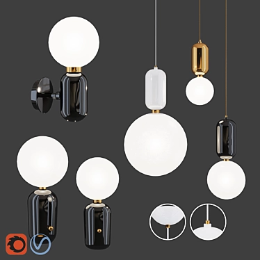 Elegant Parachilna Aballs Pendant Lamps 3D model image 1 