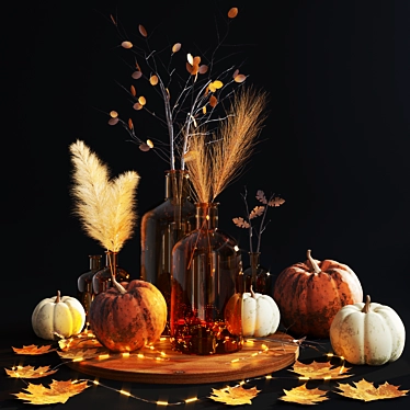 Autumn Harvest Pumpkin Decor Set 3D model image 1 