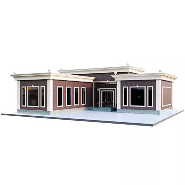 English Style Flat Roof House 3D model image 1 