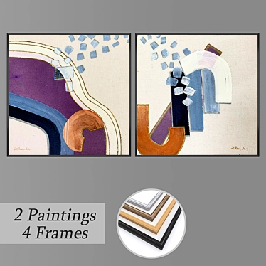 Dynamic Dual: Wall Paintings Set 3D model image 1 