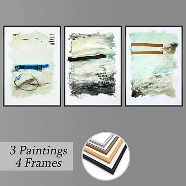 Mixed Media Wall Art Set with Frame Options 3D model image 1 