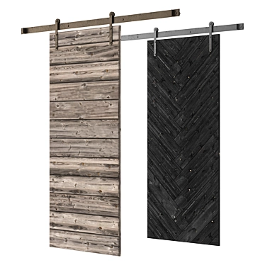 Rustic Sliding Barn Doors 3D model image 1 