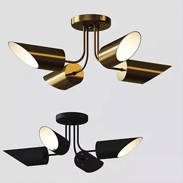 Trentino L-Shaped Semi-Flush Ceiling Light 3D model image 1 