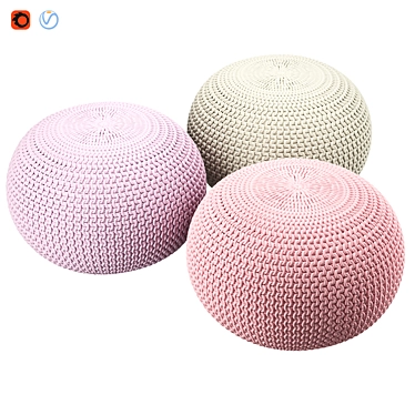 Round Pouf Ottoman - Stylish and Comfortable 3D model image 1 