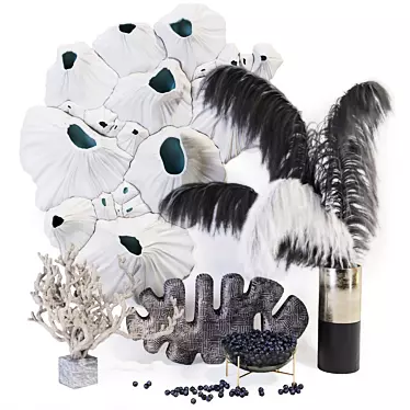 Elegant Feather Decor Set 3D model image 1 