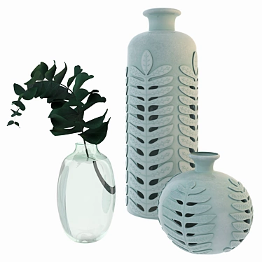 Eucalyptus Vases: Timeless Still Life 3D model image 1 