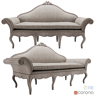 Elegant Venetian Carved Sofa 3D model image 1 