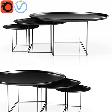 B&B Italia Fat-Fat Table Set: Elegant Design with PBR Materials 3D model image 1 