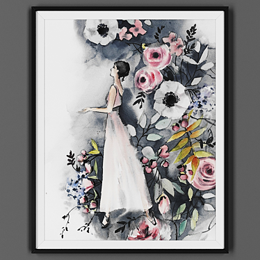 Modern Black Framed Picture 3D model image 1 