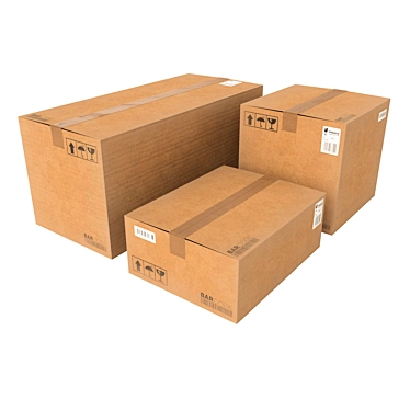 Low Poly Cardboard Boxes (3 pcs.) 3D model image 1 