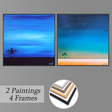 Artistic Wall Paintings Set 3D model image 1 