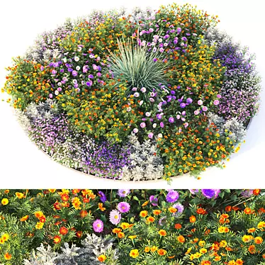 Beautiful Blooming 4m Flower Bed 3D model image 1 
