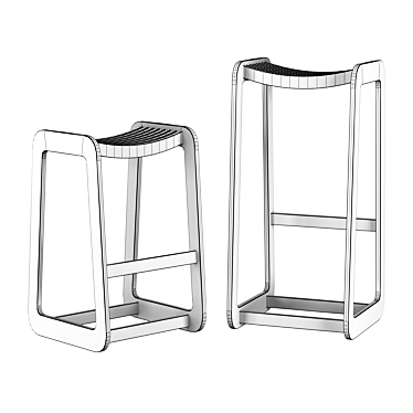 Modern Slatted D-Bar Stool 3D model image 1 