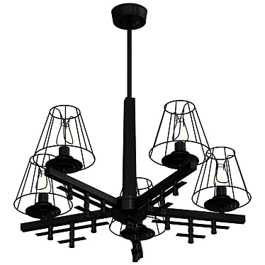 Sleek Bare Elegance Chandelier 3D model image 1 