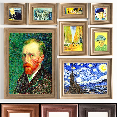 Van Gogh Wood Frame Art 3D model image 1 