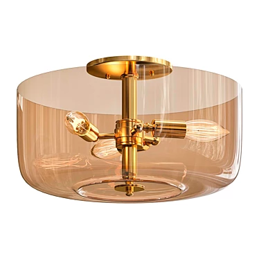 Warm Glow Amber Glass Ceiling Light 3D model image 1 