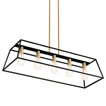 Minimalist Copper Bronze Island Chandelier 3D model image 1 