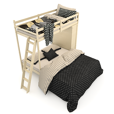Modern Metal Bed - Polished Elegance 3D model image 1 