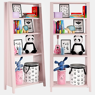 Kids Bookshelf Set: Stylish and Spacious Storage 3D model image 1 