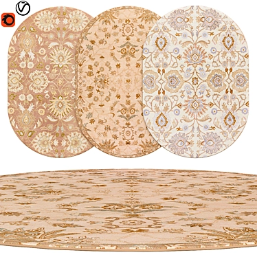 Premium Oval Rugs | 21 Stylish Textures 3D model image 1 