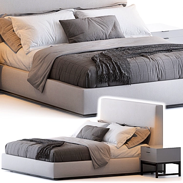 Modern Minimalist Powell Bed 3D model image 1 