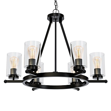 Holman Industrial Bronze Chandelier 3D model image 1 