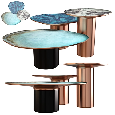  Elegant DROPS Table Set 3D model image 1 