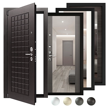 Contemporary Steel Mirror Door 3D model image 1 