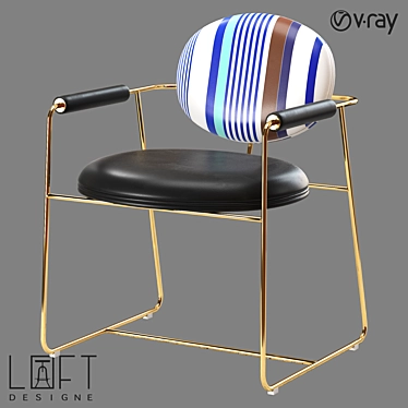 LoftDesigne Metal and Faux Leather Chair 3D model image 1 