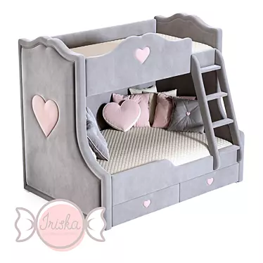 Sweet Heart Kids Bunk Bed 3D model image 1 