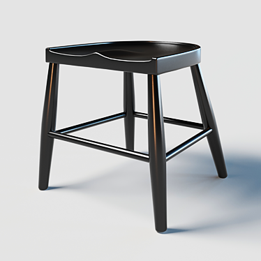 Sleek Carved Wood Stool 3D model image 1 