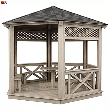 Rustic Wood Garden Gazebo 3D model image 1 