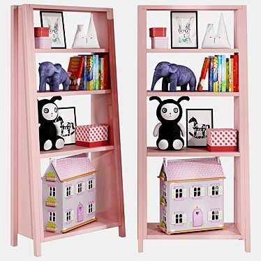 Sleek Kids Bookshelf Set 3D model image 1 