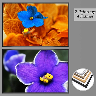 Modern Wall Art Set with Frames 3D model image 1 