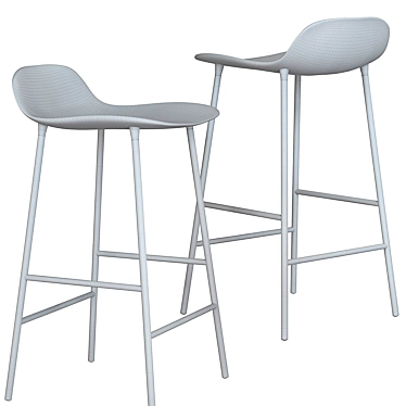 Sleek Steel Form Barstool 3D model image 1 