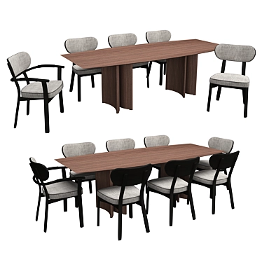 Sophisticated Porada Alan Table & Evelin Chair 3D model image 1 