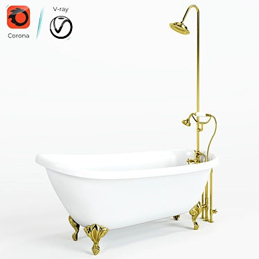 Metal Tub With Shower 3D model image 1 
